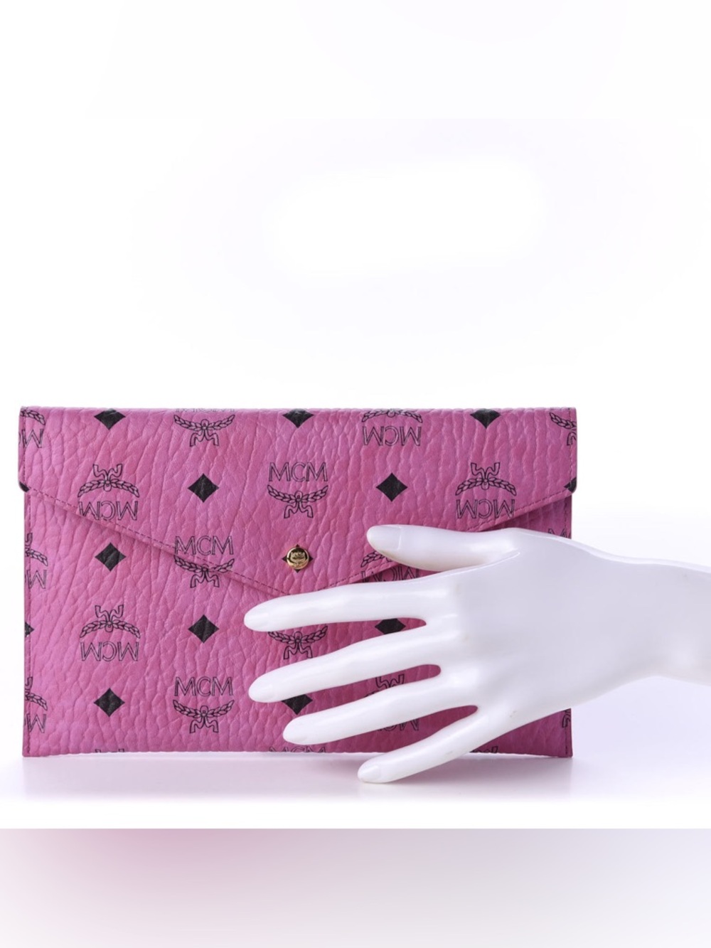 MCM Pink Visetos Envelope Clutch/Pouch - Picture 16 of 16
